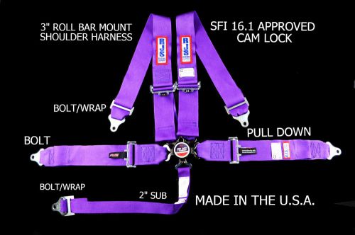 Rjs racing sfi 16.1 cam lock 5 point roll bar mount harness purple 1031708