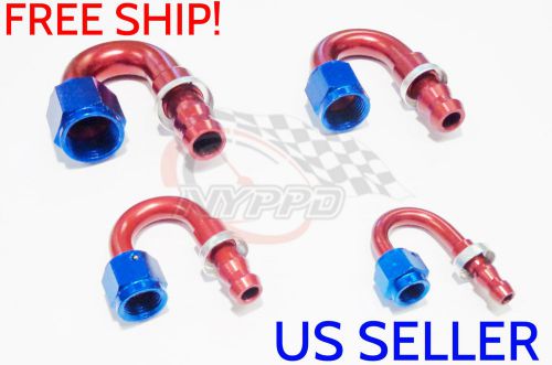 Nyppd push on oil fuel/gas hose end fitting red/blue an-6, 180 degree 9/16 18 un