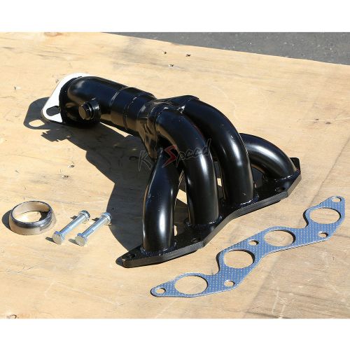 Em2/es1 d17a black coated steel header exhaust manifold 01-05 honda civic dx/lx