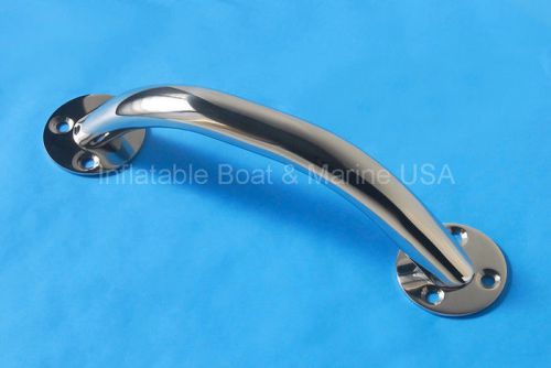 Boat handrail / grab handle 10&#034;  round flange base - marine 316 stainless steel