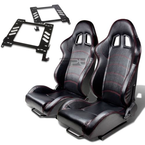 Type-1 racing seat black pvc+silder/rail+for 02-07 wrx/sti gd/gg bracket x2