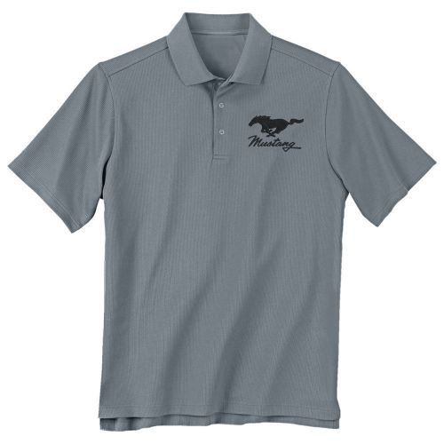 Mustang gifts large gray running horse polo shirt | cj pony