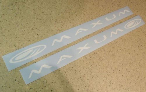 Maxum vintage boat decals 18&#034; white die-cut 2-pak free ship + free fish decal!