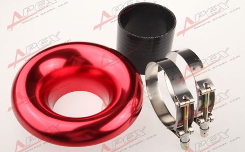 Universal 3.5&#034; red  velocity stack for cold/ram engine air intake/turbo horn