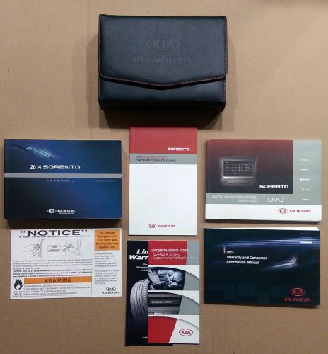 2014 kia sorento factory owner&#039;s manual set w/ case *oem* uvo navigation