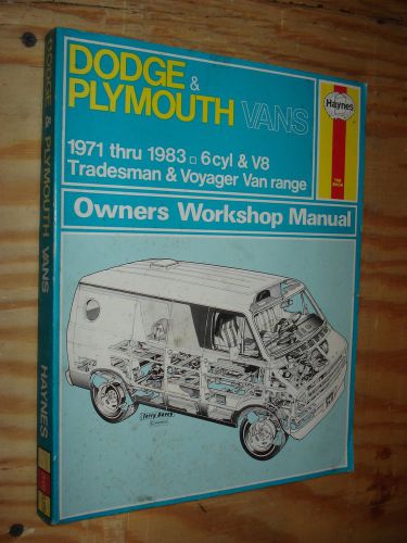 1971-1993 dodge &amp; plymouth van shop manual service book repair 92 91 90 89 88 87