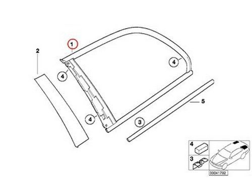 Bmw genuine glazing green side window with right gasket black e46 51368231852