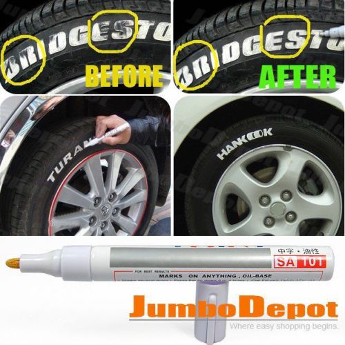 2x white ink tire wheel vehicle paint marker pens universal fit car motorcycle