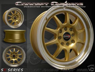 15" evoke™ c10 wheels rims alloy 8h/ 4 lug gold  new