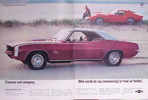 1969 chevy camaro ss corvette  original old ad  c my store  ads 5+= free ship