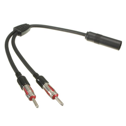 Car radio am &amp; fm antenna splitter y adapter with 2 male plug 1 female plug