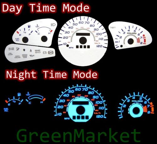 98-03 escort zx2 white face blue indiglo glow gauges