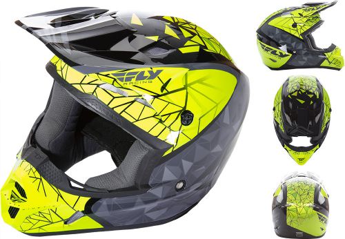 Fly racing kinetic crux helmet ys black/grey/hi-vis