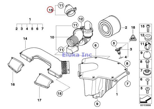 Bmw genuine intake muffler/filter cartridge/hfm connector e82 e88 e90 e90n e91 e