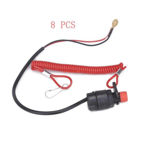 8pcs atv/quad boat outboard engine motor kill stop switch safety lanyard cord