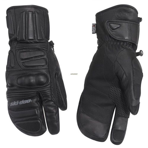 Ski-doo leather hybrid mitts - black