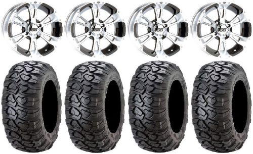 Itp ss112 black golf wheels 12&#034; 23x10-12 ultracross tires ez-go &amp; club car