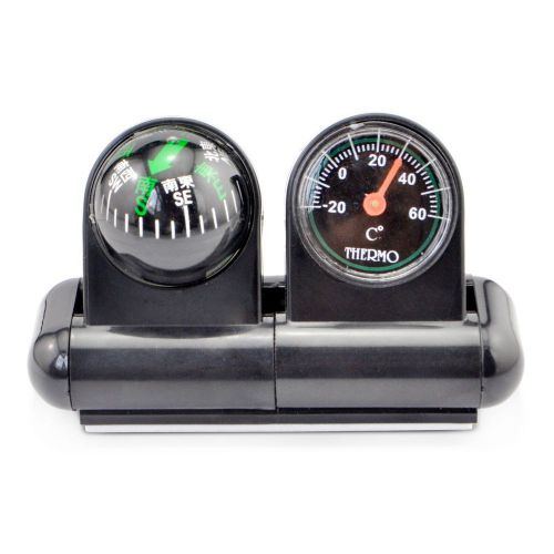 2 in 1 removable car auto compass &amp; thermometer adhesive black van truck vehicle