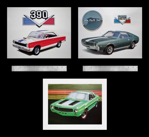 Javelin amx sst sc/rambler scrambler - 1970 1969 1968 390 401 - 3 amc art prints