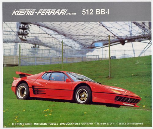 Koenig-ferrari 512 bb-i sales brochure &amp; parts list