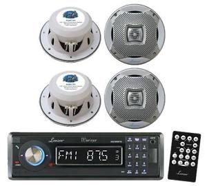 Brand new lanzar marine in-dash media player /bluetooth system 4 silver speakers