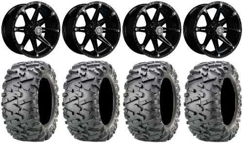 Madjax element black golf wheels 12&#034; (3+3) 23x10-12 bighorn 2.0 tires yamaha