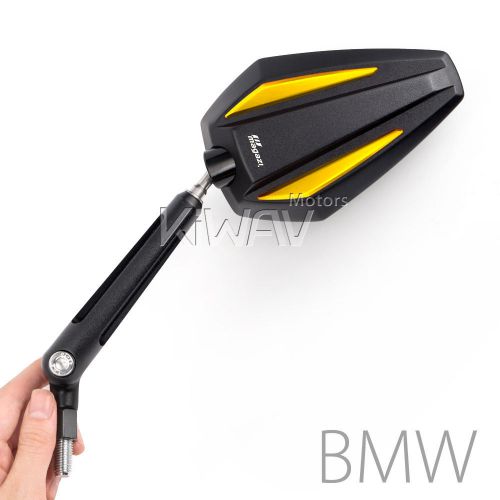 Magazi achilles black + gold convex mirrors aluminum m10 1.5 pitch for bmw r12s