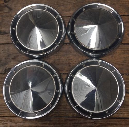 Four original 60 61 ford full size dog dish hubcap 1960 10 1/4 starliner rat rod