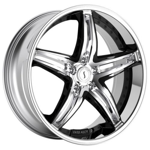 4-new status s837 haze 22x9 5x114.3 +35mm chrome/black wheels rims