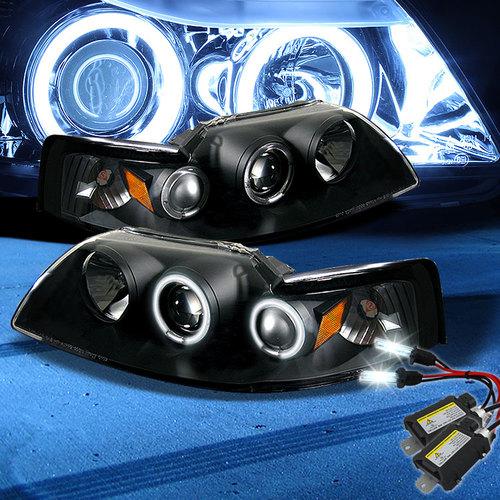 8000k slim xenon hid+ccfl 2x halo 99-04 mustang projector headlights head lights