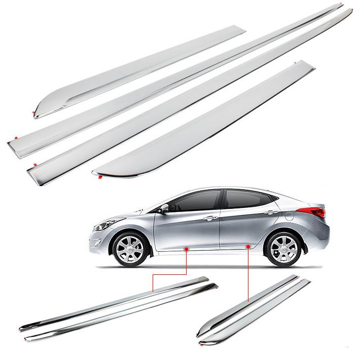 Chrome body side garnish molding for 2011 2012 2013 hyundai elantra 4dr sedan