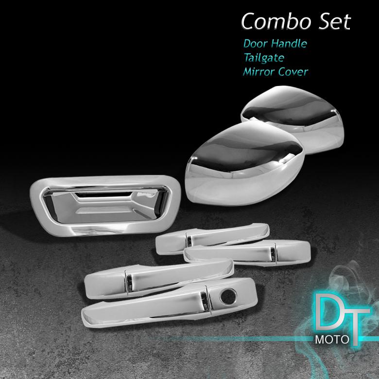 Combo 05-08 magnum chrome tailgate+mirror cover+door handle no passenger keyhole