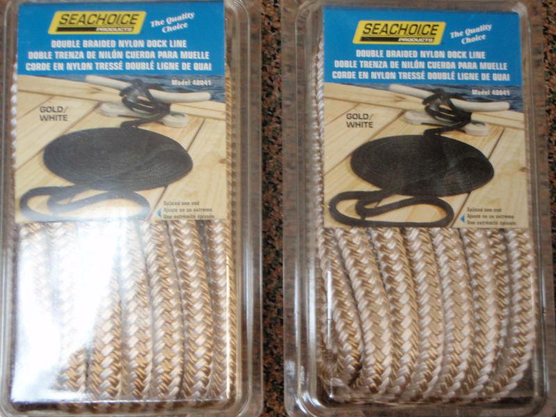 Dock line 1/2x25ft double braid gold white 40041 spliced 2 pac dockline nylon