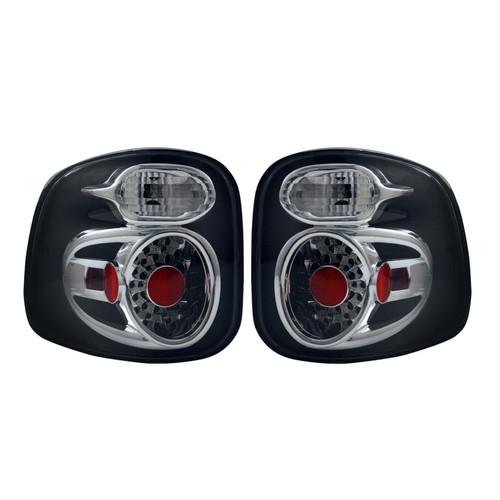 Apc diamond cut tail lights for 1997-2003 f150 flareside black 407522tlb