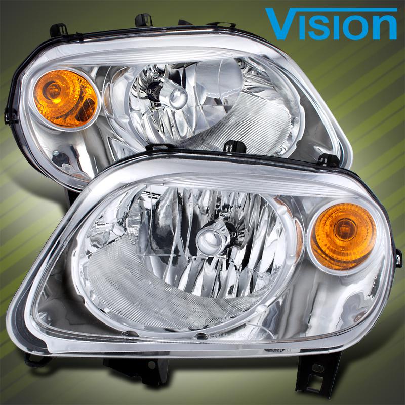 2006-2011 chevrolet hhr w/o pro  b2e chrome head lights lamps assembly pair new