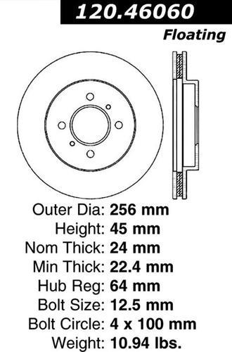 Centric 120.46060 front brake rotor/disc-premium rotor-preferred