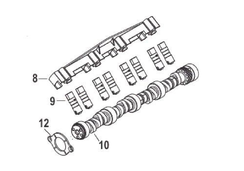 Mercruiser 6.2l 300hp 377cid camshaft, lifters &amp; lifter guides pn 8m0107025