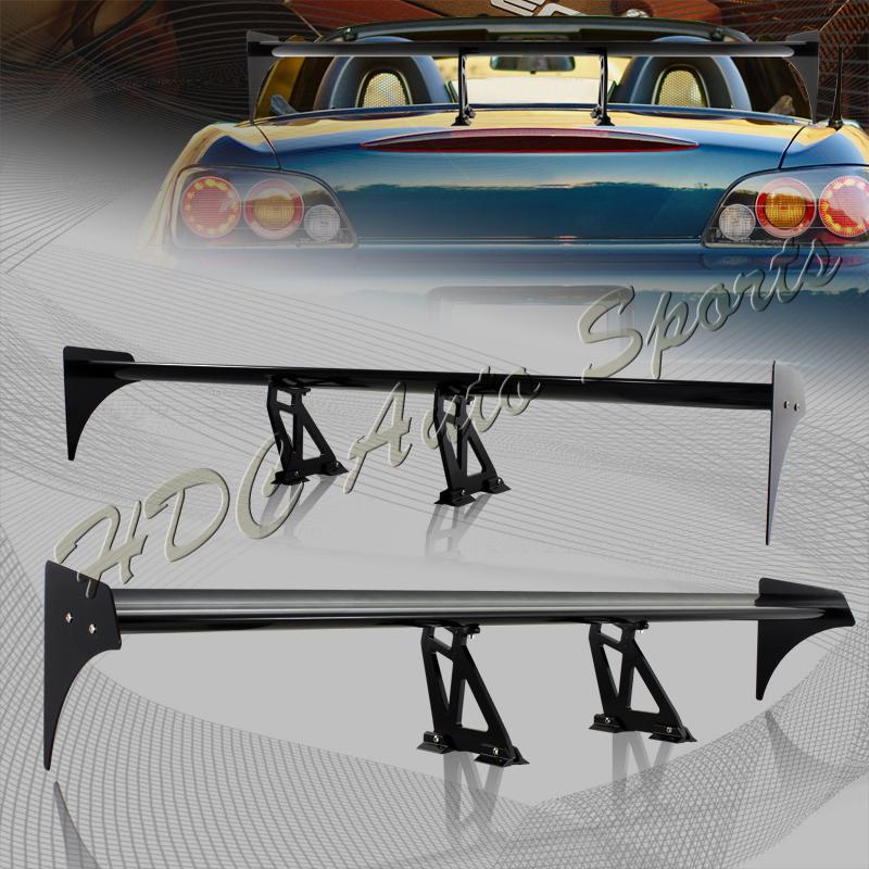 55" black lightweight aluminum rear trunk lid gt style double deck spoiler wing