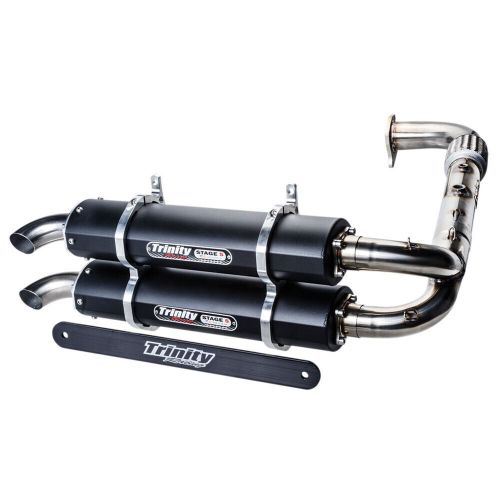 Trinity racing stage 5 dual exhaust system black rzr xp turbo xp 4 turbo