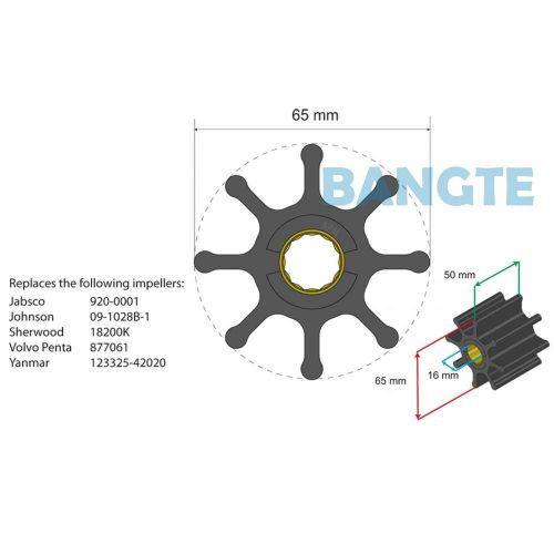 2pack impeller repair kit replaces johnson 09-1028b-1 raw sea water pump marine