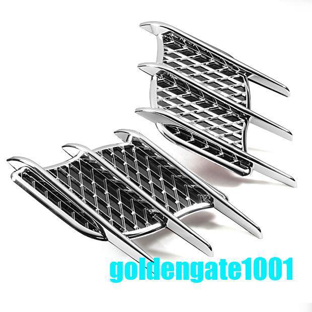 Universal car chrome air intake side vent net grille fender stick-on brand new  