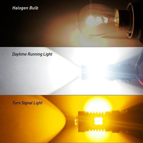 2x 3157 3457a white amber dual color switchback led turn signal light bulb exv