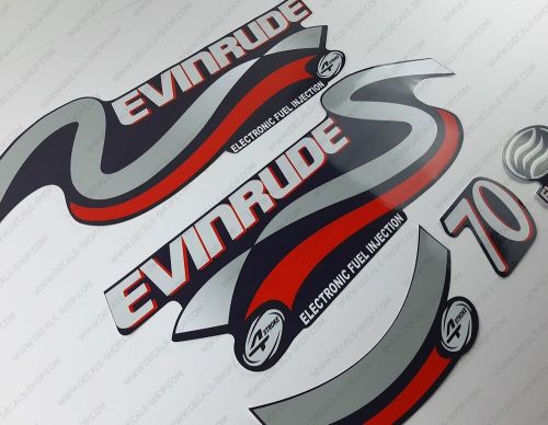 Evinrude 70 hp four stroke blue cowling outboard engine decals sticker set 70hp