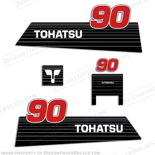 Fits tohatsu 90hp automixing outboard motor engine decal kit - 1996 - 2002