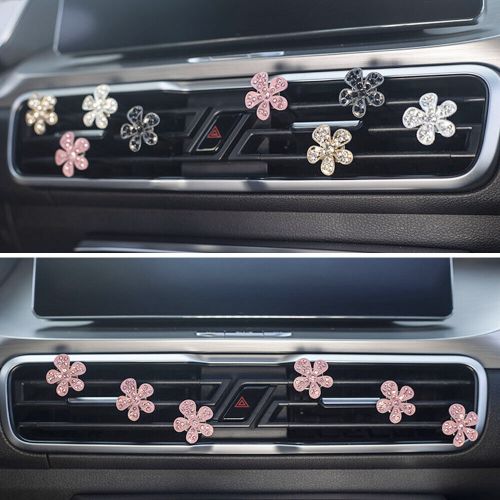 Car air freshener diffuser charms rhinestones flower car air outlet perfume clip