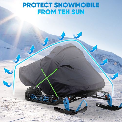 Heavy duty 300d waterproof snowmobile cover storage universal fits up to 145&#034;