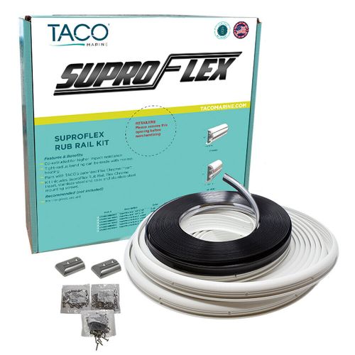 ​taco marine suproflex rub rail kit white w/flex chrome insert 1.6&#034;h x .78&#034;wx60l