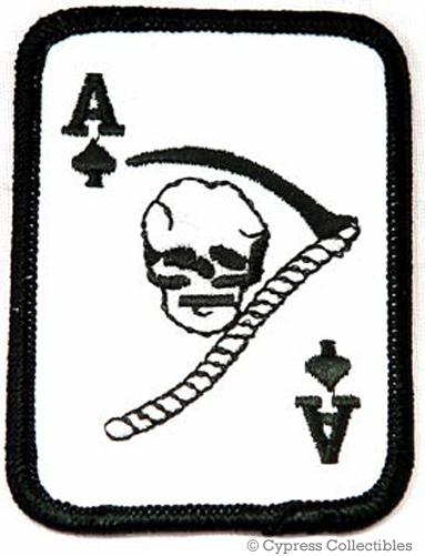 Ace of spades embroidered patch skull death biker evil iron-on grim reaper