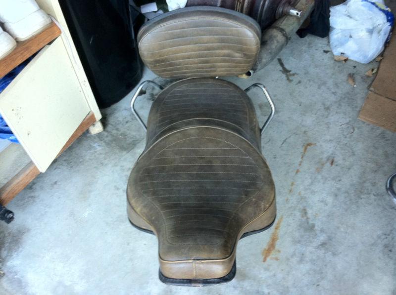 Vintage harley davidson  shovelhead adjustable motorcycle seat w/ backrest 