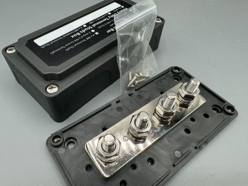 4 way bus bar/power distribution box m8 terminal studs heavy duty 300a 12-48v dc